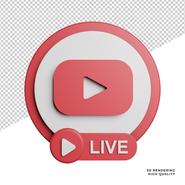 Live streaming social media vista frontal icono 3d renderizado ilustración sobre fondo transparente