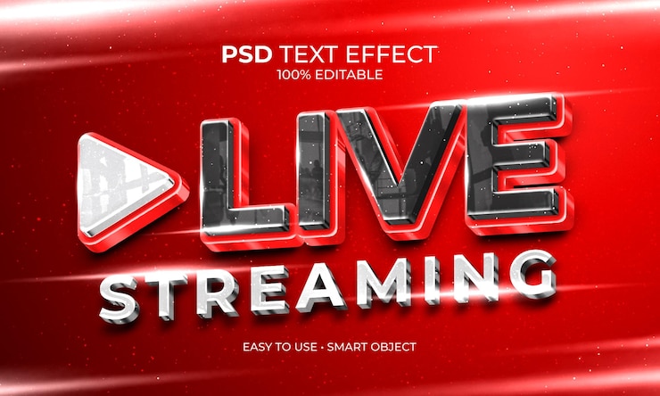 PSD live streaming text effect