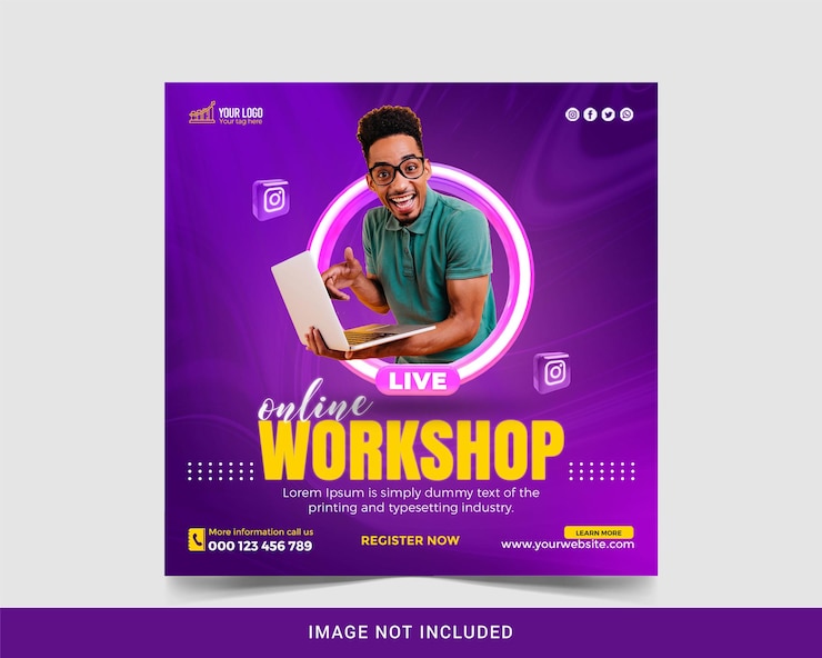 Live streaming webinar promozione social media Instagram post banner template