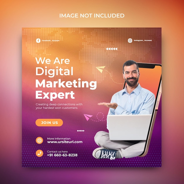 Live-Webinar für Agenturen für digitales Marketing und Vorlage für Social-Media-Beiträge für Unternehmen Kostenlose Psd