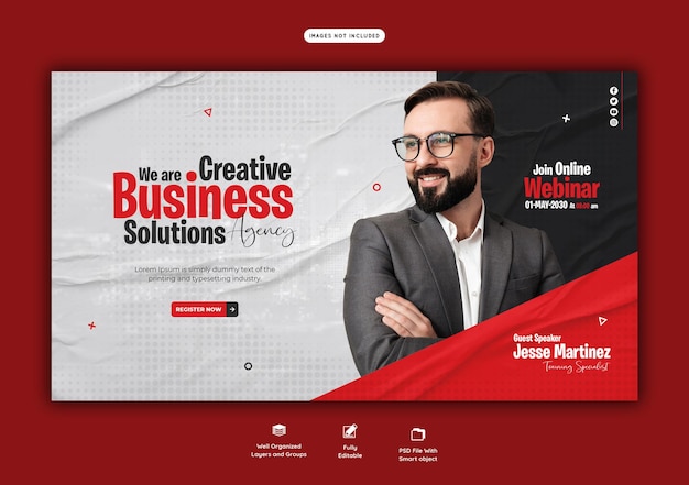 Live-Webinar für digitales Marketing und Vorlage für Unternehmens-Web-Banner