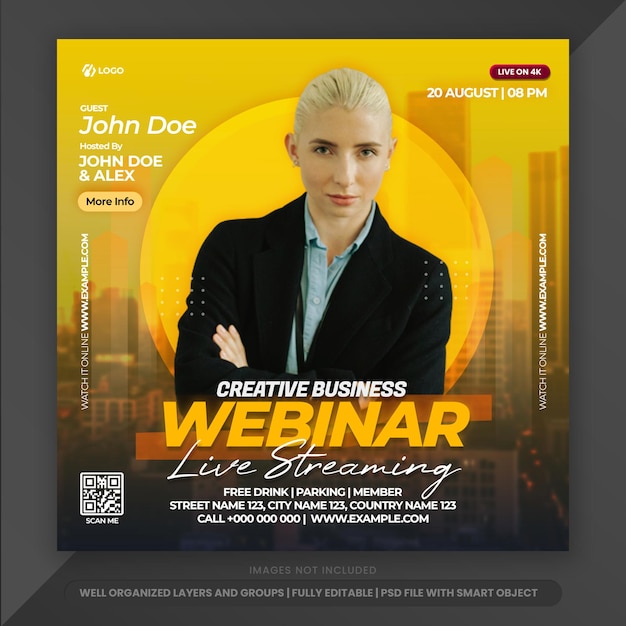 live-webinar-instagram-vorlage mit moderner verlaufsstilvorlage