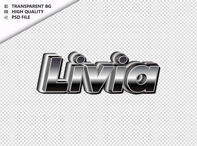 Livia Typographie Texte Argent Noir Psd Transparent