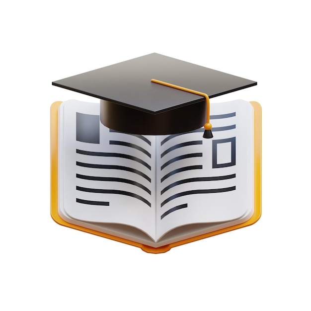 Un livre avec un bonnet de graduation dessus