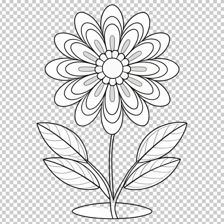 PSD livre à colorier pour enfants fleurs belles contourner le motif floral