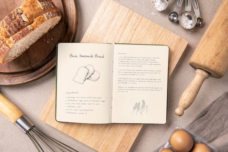 PSD livre de cuisine journal mockup chefs essentiels avec recette psd