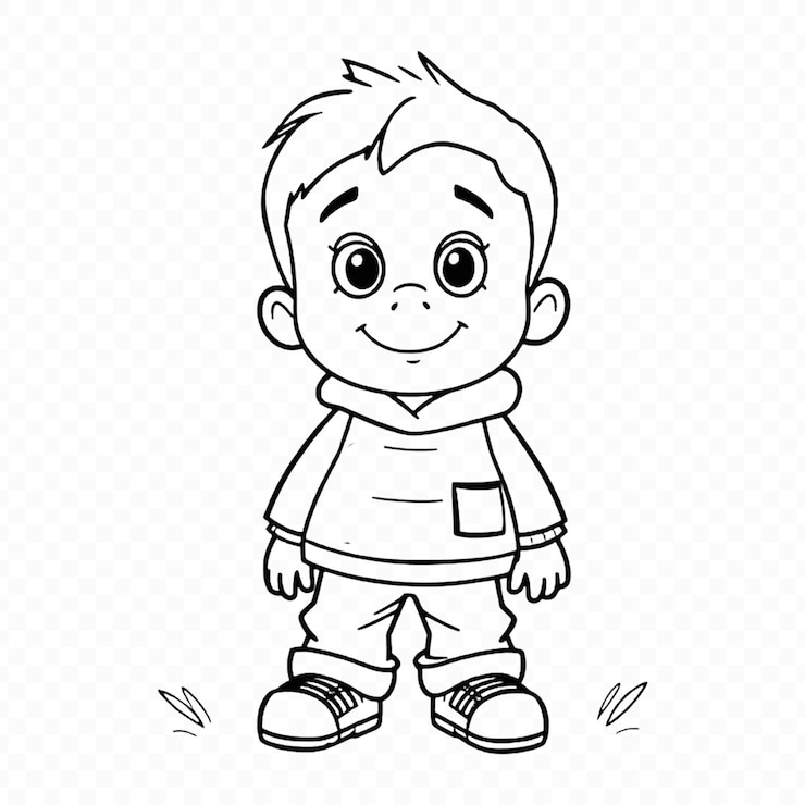 PSD le livre de dessin et de coloriage de cute cartoon boy