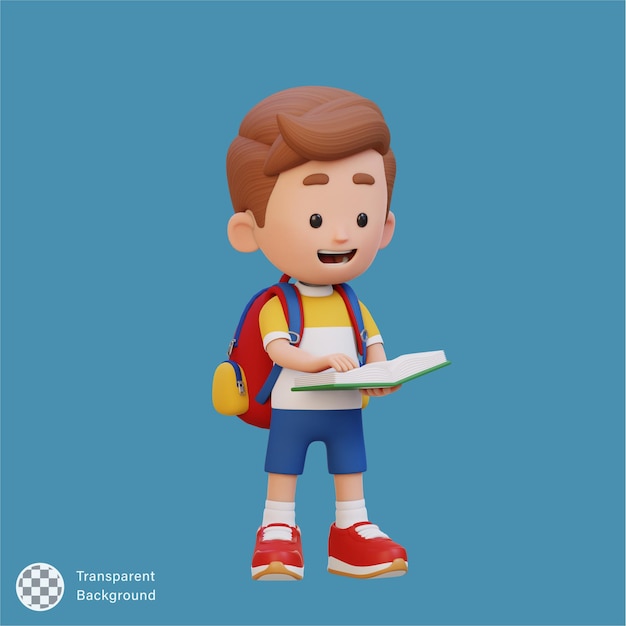 Livre de lecture de personnages d'enfants heureux en 3D