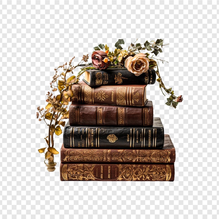 PSD des livres empilés isolés sur un fond transparent