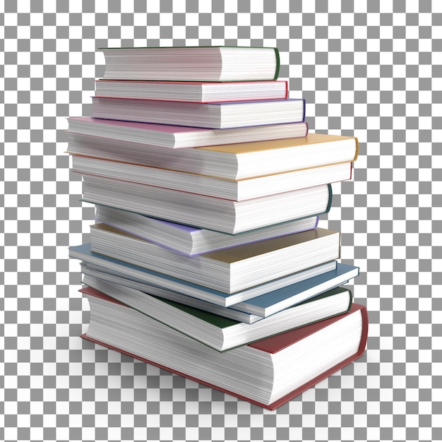 Livres PSD 3D en haut sur un fond isolé et transparent