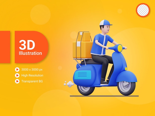 PSD livreur 3d livrant l'illustration du produit