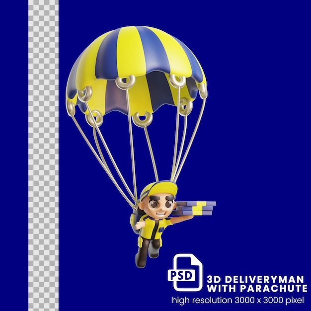 PSD livreur 3d avec parachute