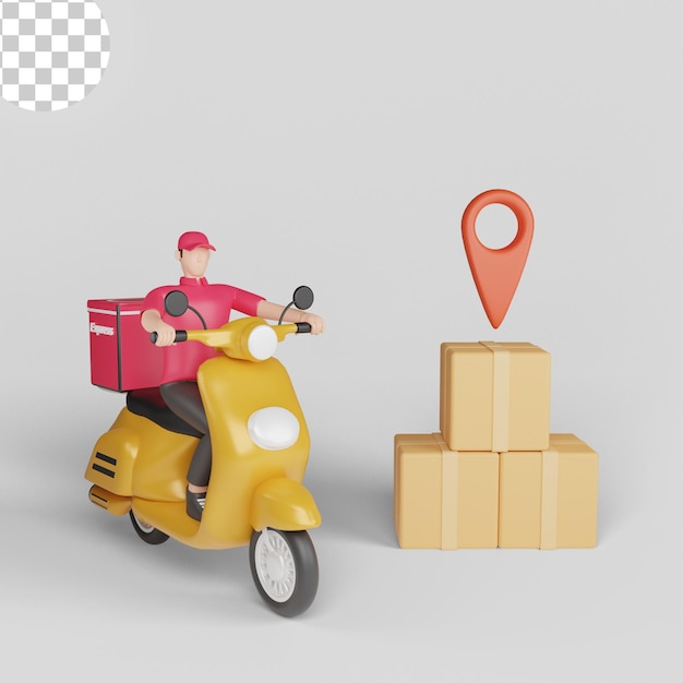 Livreur sur scooter. PSD Premium