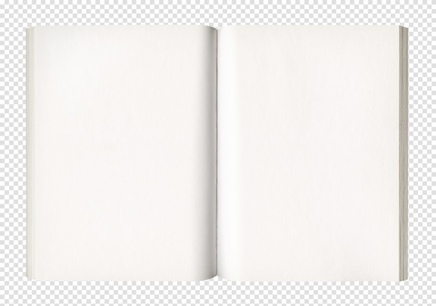 PSD livro aberto branco isolado no branco