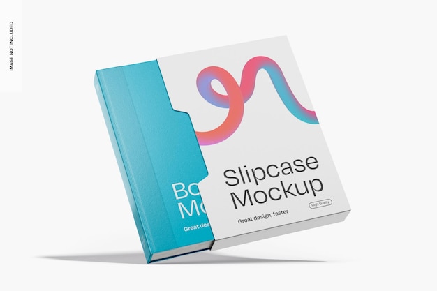 Livro com mockup de caixão de papelão caindo