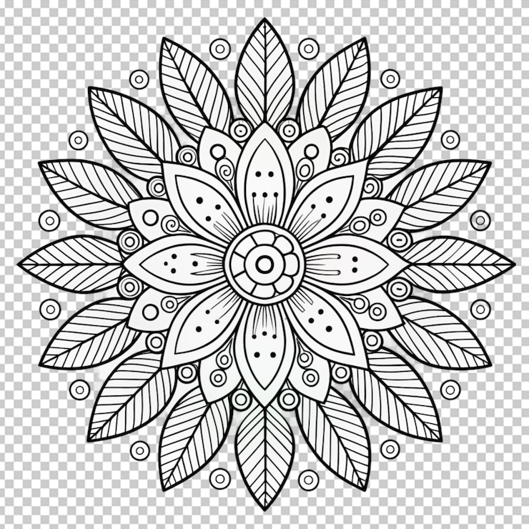 PSD livro de colorir para crianças flores bonitas contorno padrão floral