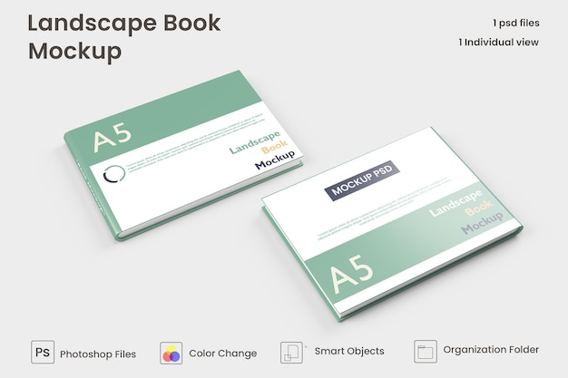 Livro de paisagem premium psd