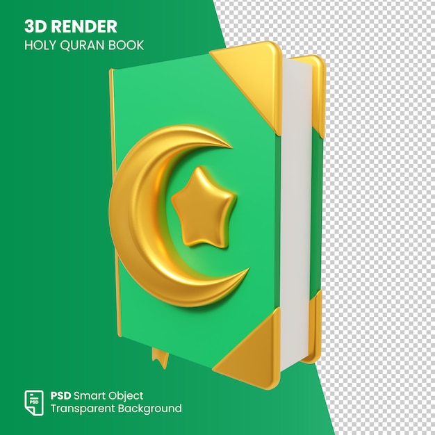 Livro do alcorão sagrado renderizado em 3d