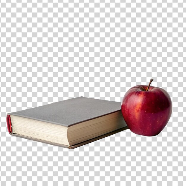 PSD livro e maçã isolados em fundo transparente