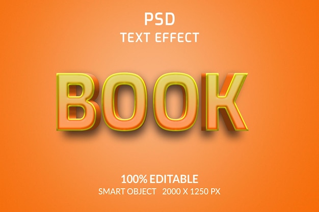 Livro modelo psd de efeito de estilo de texto 3d