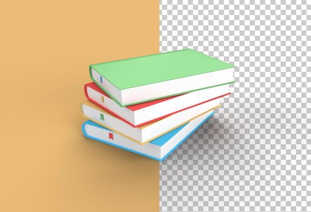 Livros com renderização em 3D Pilha de capas de livros Livro-texto colorido favorito