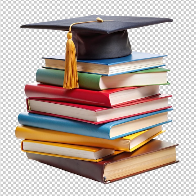 livros de graduação de educação em fundo transparente