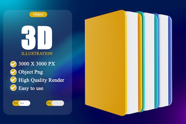 PSD livros de ilustração 3d 4