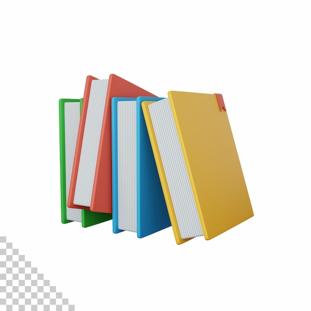 PSD livros de renderização 3d isolados úteis para a escola de conhecimento de aprendizagem de educação e design de classe