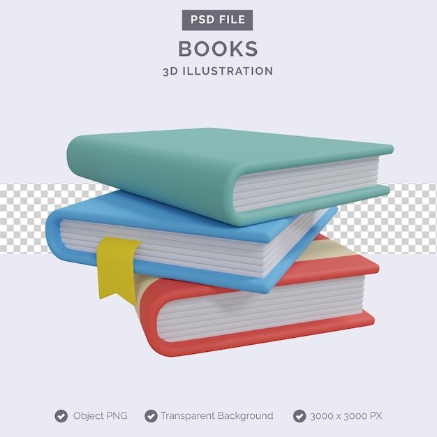 PSD livros ilustração 3d