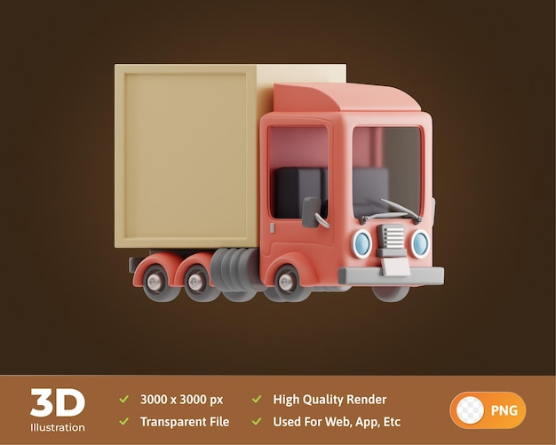 PSD lkw-lieferung 3d-illustration