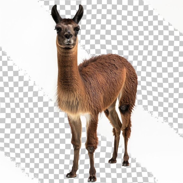 PSD una llama está de pie en un fondo blanco con un fondo blanco
