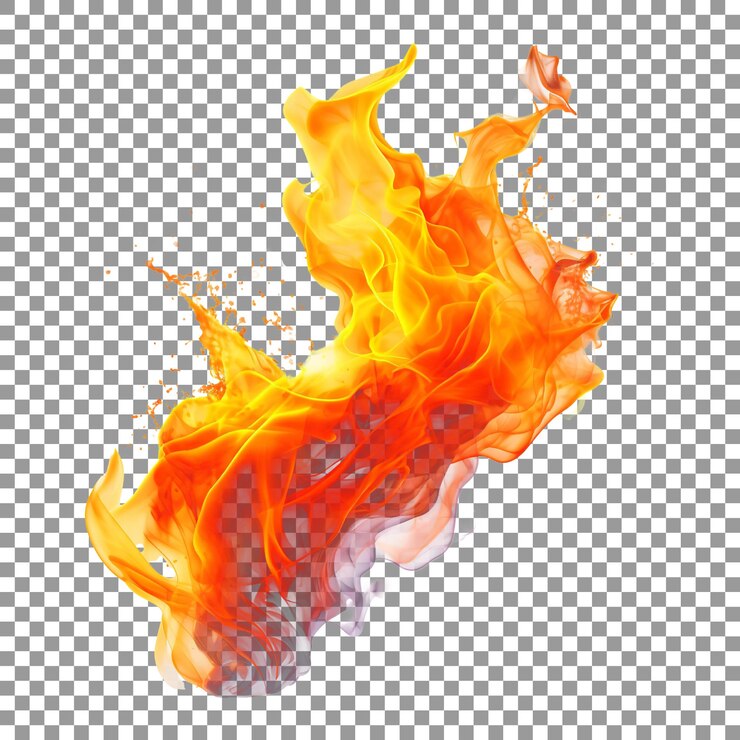 PSD llama de fuego aislada sobre un fondo transparente
