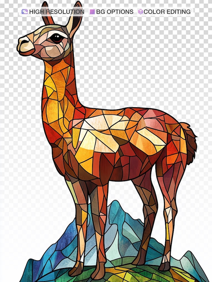 PSD el llama vintage desvanecido en el diseño de machu picchu