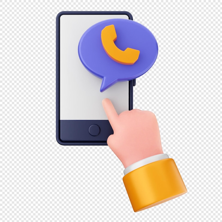 PSD llamada de chat con icono de teléfono inteligente 3d