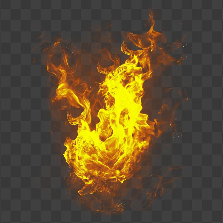 PSD llamada digital de fuego con textura realista de llama aislada en un fondo transparente