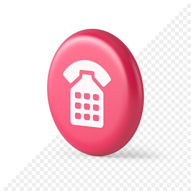 Llamada telefónica contacto comunicación botón web línea de ayuda línea directa 3d redondo icono realista