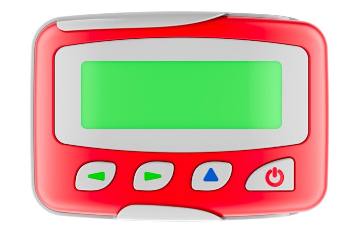 PSD llamador rojo con pantalla en blanco renderización 3d de vista frontal aislada en fondo transparente