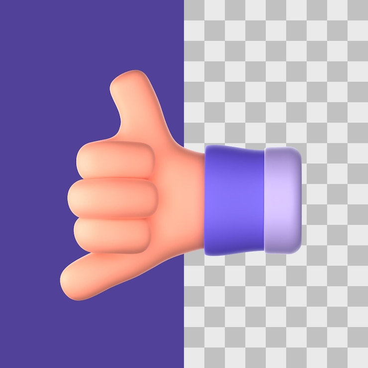 PSD llámame gesto de mano en 3d para presentación web de activos gráficos u otro