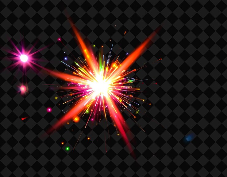 PSD las llamaradas cromáticas estallidos de luz multicolor estallan y se disipan inspirados en el y2k creando un deslumbrante k