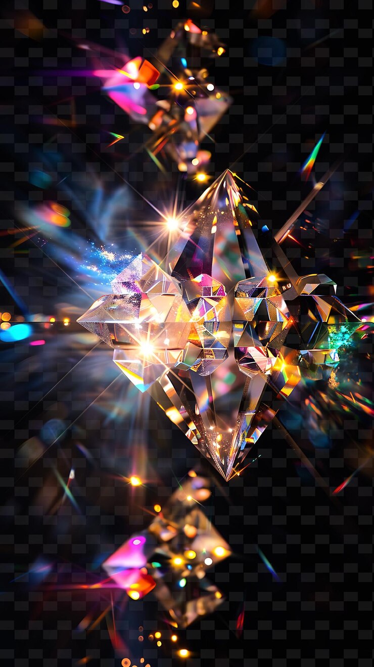 PSD las llamaradas de luz en forma de diamante png con llamaradas prismáticas y múltiples rayas de luz de neón radiante únicas