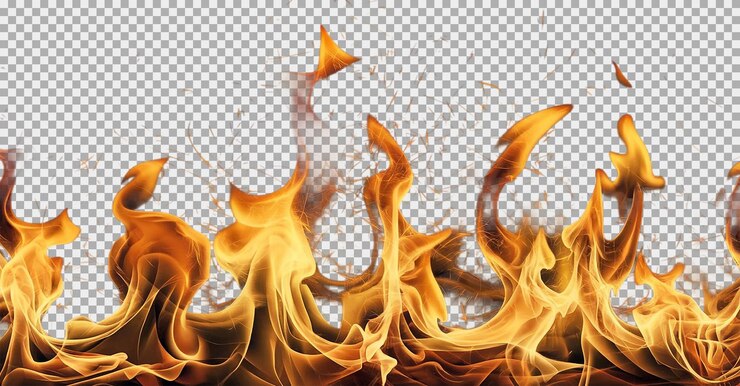 PSD llamas de fuego aisladas en el fondo