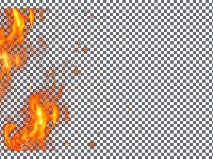 PSD llamas de fuego aisladas sobre un fondo transparente