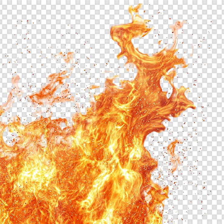 PSD llamas de fuego aisladas sobre un fondo transparente