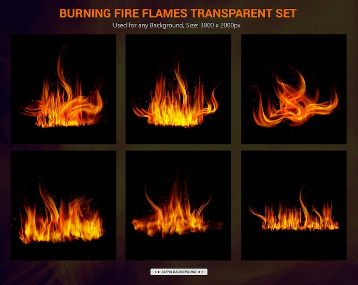 PSD llamas de fuego ardientes