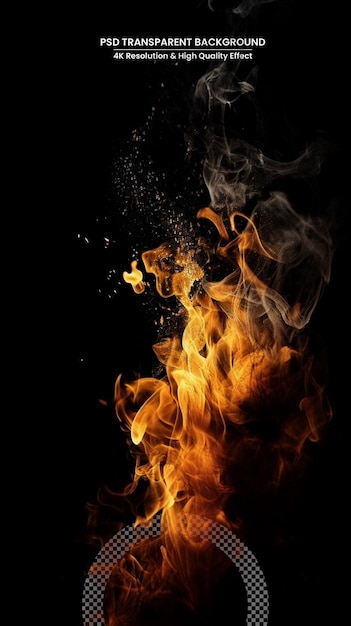 Llamas de fuego y chispas voladoras aisladas sobre fondo transparente Fondo llameante abstracto