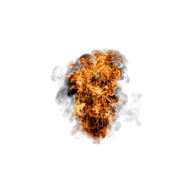 Llamas de fuego fondo blanco aislado renderizado en 3D