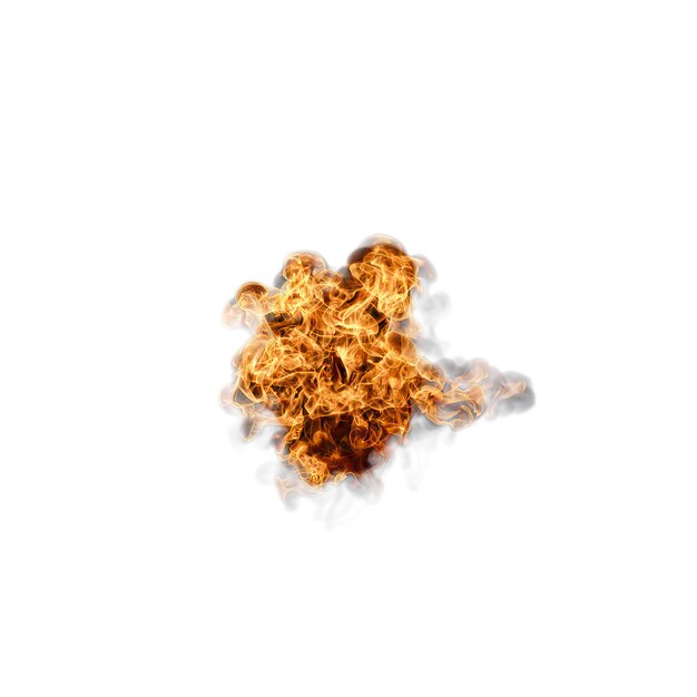 Llamas de fuego fondo blanco aislado renderizado en 3D