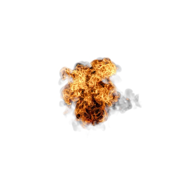 Llamas de fuego fondo blanco aislado renderizado en 3D