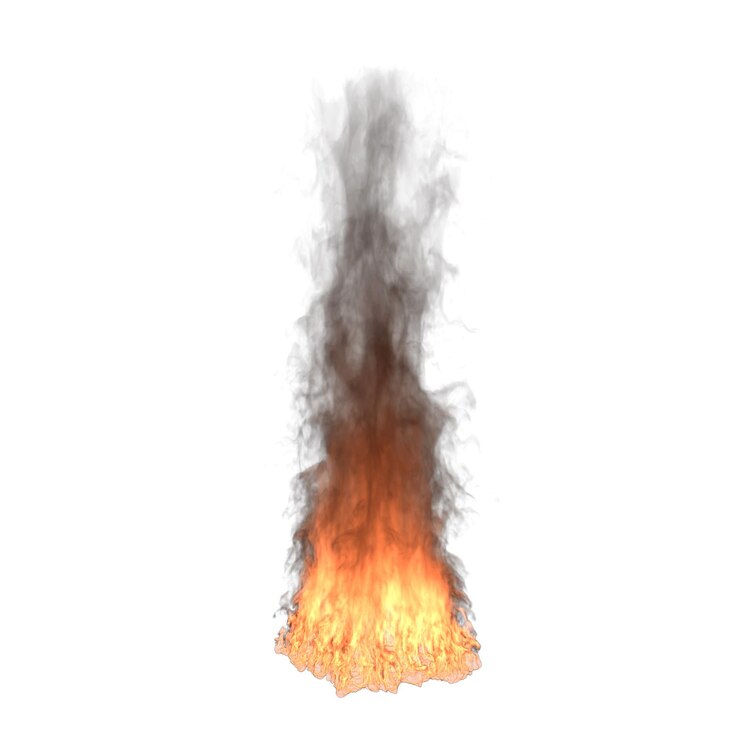 PSD llamas de fuego fondo blanco aislado representación 3d