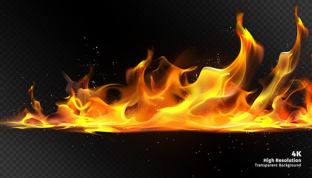 Llamas de fuego realistas chispas calientes rojas aisladas en un fondo negro